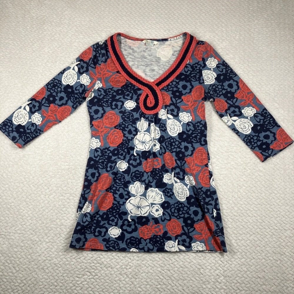Boden Womens Colorful Floral Long Sleeves Shirt Tunic Top Size 6 Mod Boho Preppy